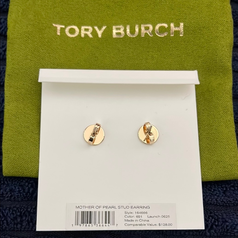Tory Burch Blush and Gold Logo Earrings - Picture 2 of 2